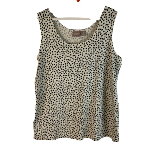 Chico's Polka Dot Dalmatian Sleeveless Top Tank Shell Size 2 Large Nylon/Spandex - Picture 1 of 5